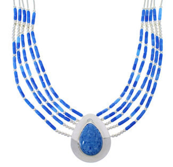 Denim Lapis & Liquid Sterling Silver Tear Drop Necklace JS2945